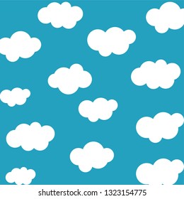 Clouds sky pattern isolated on blue background. Clouds, sky pattern for web site, label, banner, backdrop and wallpaper. Creative art concept. Cute clouds, modern vector illustration