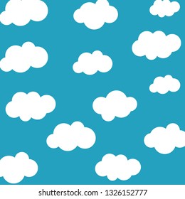 Clouds sky pattern isolated on blue background. Clouds, sky pattern for web site, label, banner, backdrop and wallpaper. Creative art concept. Cute clouds, modern vector illustration