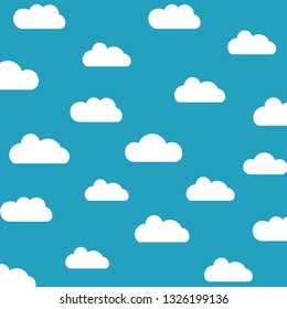 Clouds sky pattern isolated on blue background. Clouds, sky pattern for web site, label, banner, backdrop and wallpaper. Creative art concept. Cute clouds, modern vector illustration