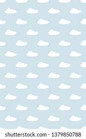 Clouds sky pattern isolated on blue background. Clouds, sky pattern for web site, label, banner, backdrop and wallpaper. Creative art concept. Cute clouds, modern vector illustration 