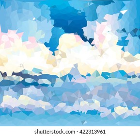 clouds in the sky. Sky of polygonal mosaic. 