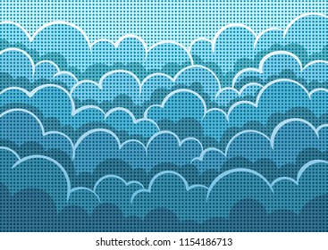 Clouds and sky. Pop art retro cartoon vector background.