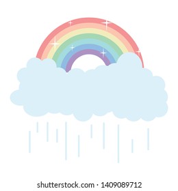 clouds sky with rainbow weather