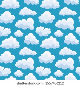 Clouds sky seamless pattern in cartoon style vector.