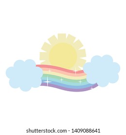 clouds sky with sun weather and rainbow