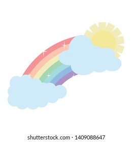 clouds sky with sun weather and rainbow