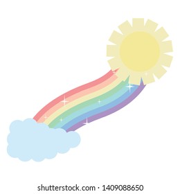 clouds sky with sun weather and rainbow