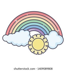 clouds sky with sun weather and rainbow