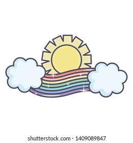 clouds sky with sun weather and rainbow