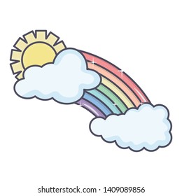 clouds sky with sun weather and rainbow