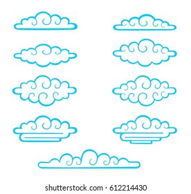 Clouds sky vector illustration cartoon pattern collection set  