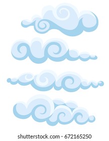 Clouds sky vector illustration cartoon pattern collection set Web site page and mobile app design vector element