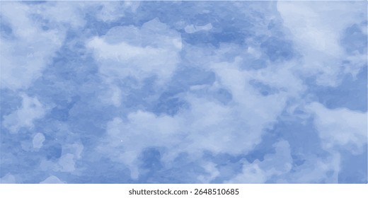 Clouds and sky watercolor vector hand drawn vector illustration. Abstract blue winter watercolor background. Sky pattern with snow. Light blue watercolour paper texture background.