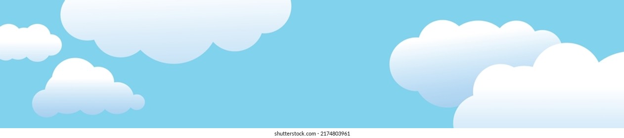 nubes y cielo, fondo de naturaleza meteorológica, Banner horizontal , ilustración vectorial. 