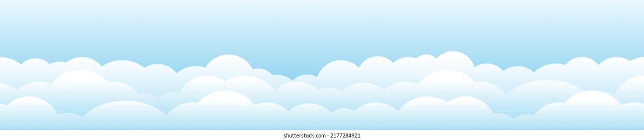 nubes y cielo, fondo de naturaleza meteorológica, Banner horizontal , ilustración vectorial. 