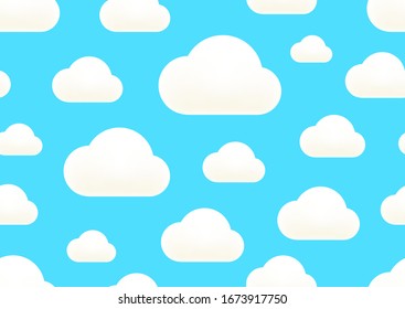 Nubes en el cielo. Collón blanco sobre fondo azul, vector sin fisuras
