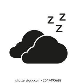 Clouds With Sleep Zzz Solid Icon. Dreaming, Relaxation, And Sleep Symbol. Restful Night, Peaceful Sleep, And Tranquility Representation. Isolated Vector Illustration.