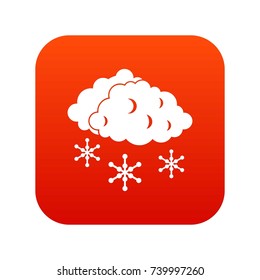 Clouds and snow icon digital red for any design isolated on white vector illustration