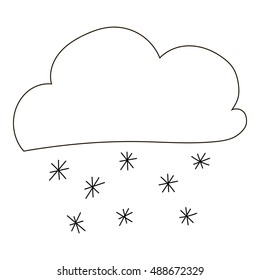 Clouds and snow icon in outline style isolated on white background. Weather symbol vector illustration