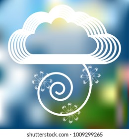 Clouds, snow storm contour, weather icon - vector illustration