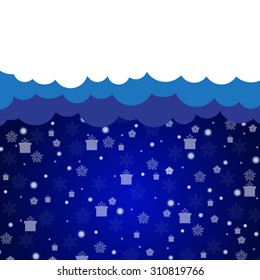 Clouds and snowflake background. Happy New Year and Merry Christmas. 