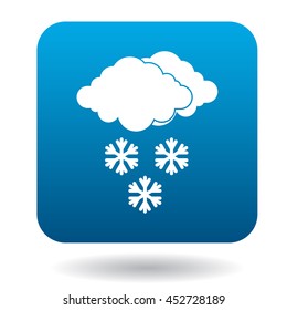 Clouds with snowflakes icon in simple style on a white background
