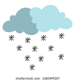 nubes con copos de nieve estilo doodle icono ilustración vectorial diseño