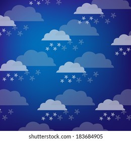 Clouds and snowing pattern on blue