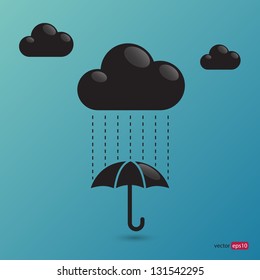 Clouds for social networks on blue background. Cloud computing concept. Vector illustration.