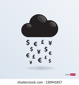 Clouds for social networks on gray background. Cloud computing concept. Vector illustration.