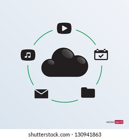 Clouds for social networks on gray background. Cloud computing concept. Vector illustration.