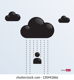 Clouds for social networks on gray background. Cloud computing concept. Vector illustration.