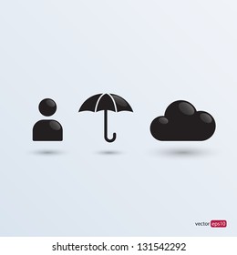 Clouds for social networks on gray background. Cloud computing concept. Vector illustration.