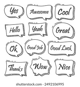 Clouds speech bubbles with expressions