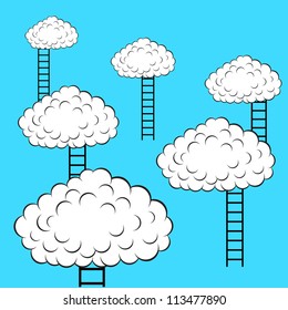 Clouds with stairs, vector illustration