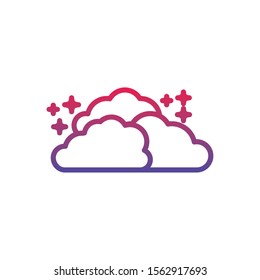 clouds star fantasy line gradient icon vector illustration