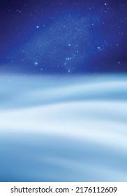 Clouds and starry sky. Natural background with fog waves and Milky Way
