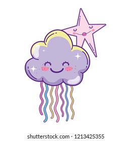 Clouds and stars cute cartoons