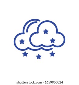 Icono de nubes y estrellas sobre fondo blanco, estilo de línea, ilustración vectorial