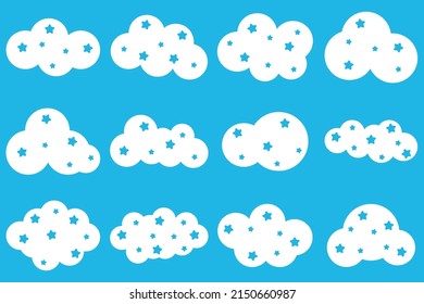 Icono de nubes y estrellas. Ilustración vectorial.