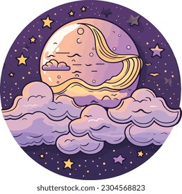 Clouds and Stars in a moon