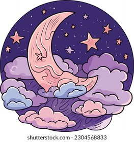 Clouds and Stars in a moon