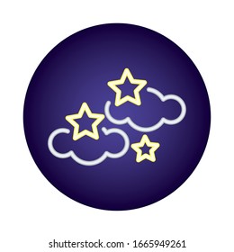 clouds with stars neon light style icon vector illustration design