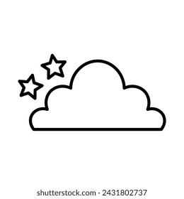 Clouds and stars weather icon, digital art illustration