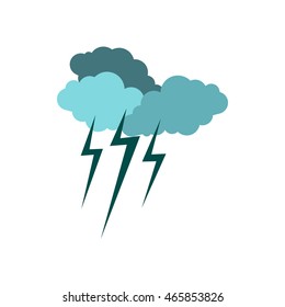 Clouds and storm icon in flat style isolated on white background. Weather symbol