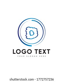 Plantilla de logotipo de tipo de letra D de estilo de nubes, logotipo de vectores para identidad empresarial y de empresa 