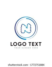 Clouds style letter type N logo template, Vector logo for business and company identity 