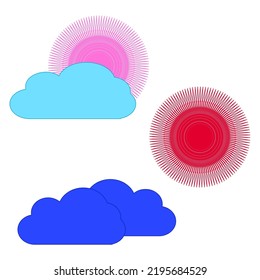 clouds sun cartoon. Cute summer wallpaper. Vector illustration. stock image. 