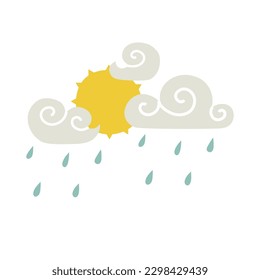 clouds and sun in flat trendy style. cloudy weather, vector illustration. concept icons for weather conditions