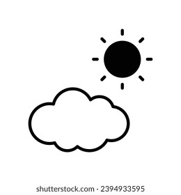 Clouds And Sun icon isolate white background vector stock illustration